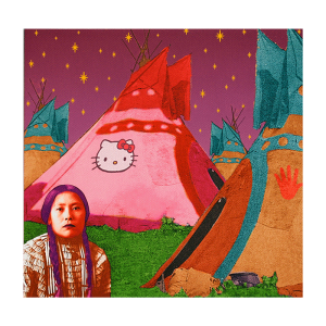 Hello Kitty Tipi, digital print by Debra Yepa-Pappan