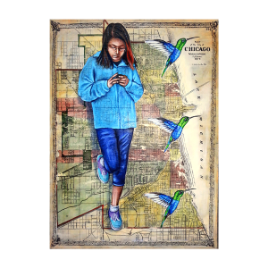 Welcome Message, acrylic on board by Chris Pappan