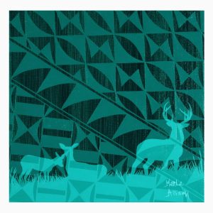 'Three Deer In Green', acrylic on canvas by Marla Allison