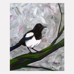 'Black-billed Magpie' by Marla Allison, acrylic on canvas, 8"x10".