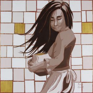 'Laguna Girl with Pottery' by Marla Allison, acrylic on canvas, 20"x20"