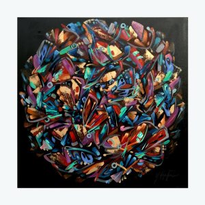 'Butterfly Survival' oil on canvas by Yatika Starr Fields