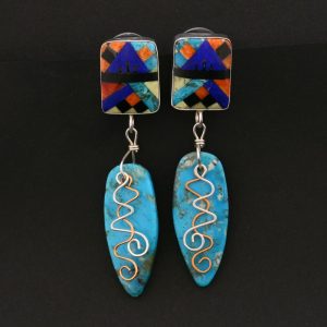 Dana Chavez mosaic & turquoise earrings