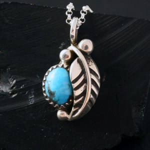 Turquoise Leaf Pendant by James Eustace