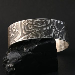 Oxidised silver bracelet by Gwaai Edenshaw, Haida