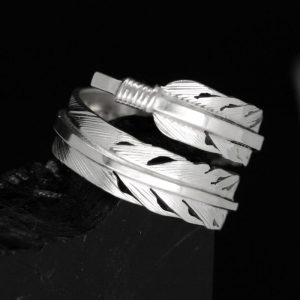 silver feather ring by Harvey Chavez