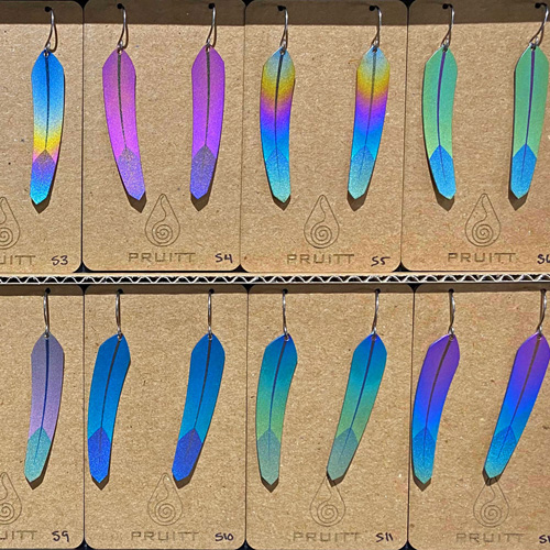 Titanium feathers by Pat Pruitt