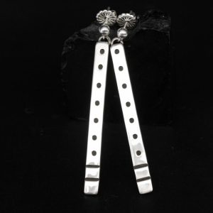 Sterling Silver Earrings, Long, By James A Eustace, Cochiti Pueblo