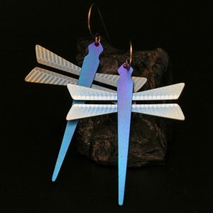Blue Dragonfly earrings by Pat Pruitt