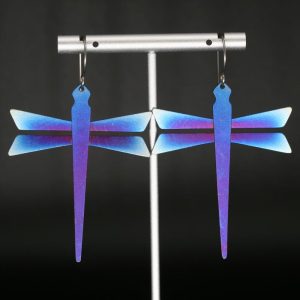 Titanium indigo dragonfly earrings by Pat Pruitt