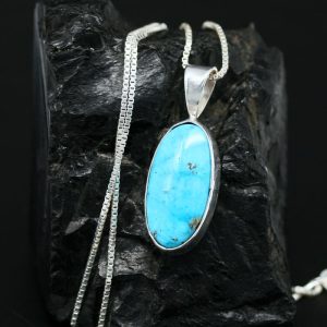 Oval Turquoise Pendant by Janie Chavez, Kewa Pueblo
