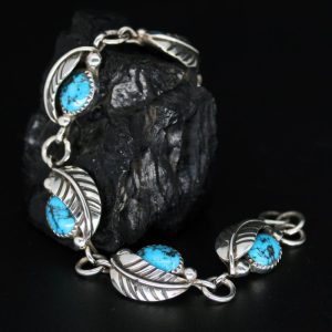 Turquoise Leaf Bracelet by James Eustace