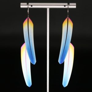 Double Titanium Feather Earrings by Pat Pruitt