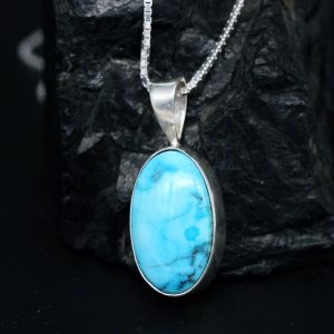 Turquoise & Silver Pendant by H&J Chavez