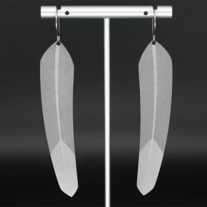 Zirconium Tech Feather Earrings by Pat Pruitt