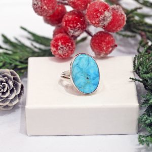 Turquoise & silver ring by H&J Chavez