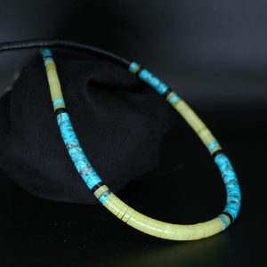 Turquoise & Green Serpentine Necklace by Harvey & Janie Chavez