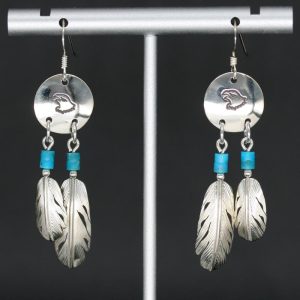 Eagle Feather Earrings by Harvey Chavez