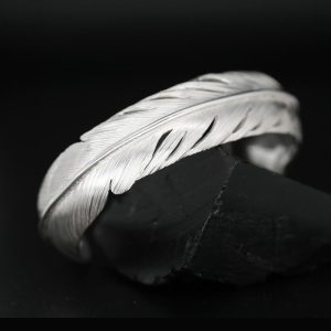 Silver Feather Bracelet by Harvey Chavez