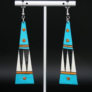 Painted Rawhide Earrings, Turquoise, by Dominic Arquero