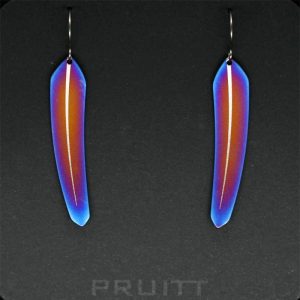 Laser Anodised Titanium TechFeather Earrings by Pat Pruitt