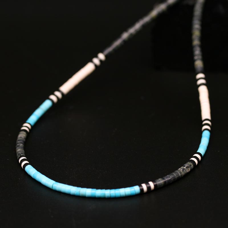 Turquoise & Serpentine Hieshi Necklace by H & J Chavez