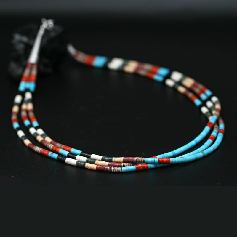 Three Strand Multi Heishi Necklace by H & J Chavez