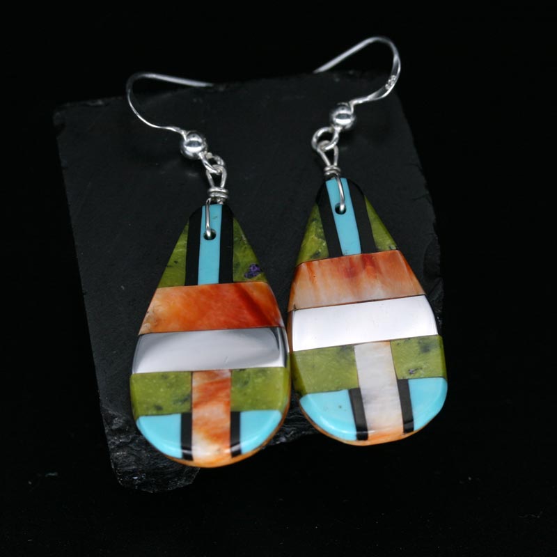 Inlay Drop Earrings by S & T Medina