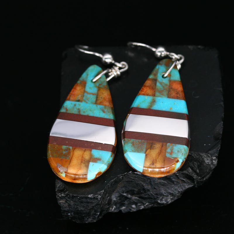 Turquoise mosaic drop earrings