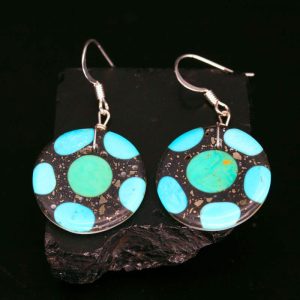 Round Turquoise Earrings by S & T Medina