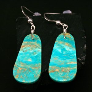 Traditional Turquoise Slab Earrings by Jennifer Medina