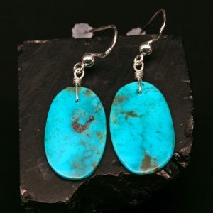 Turquoise Slab Earrings, Oval, by Jennifer Medina