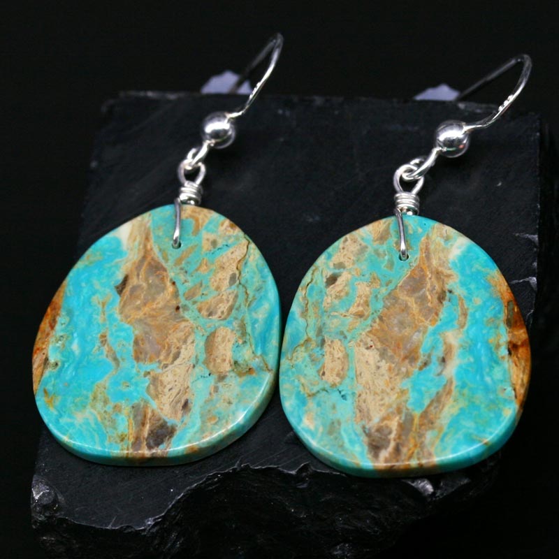 Turquoise Slab Earrings by Jennifer Medina
