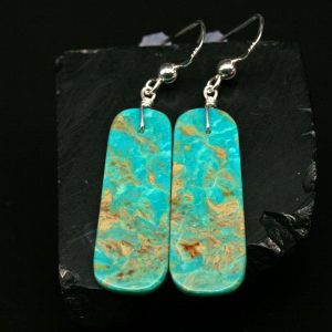 Turquoise Slab Earrings, Long