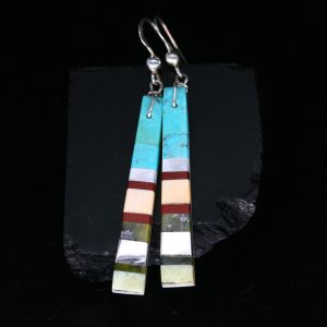 Long Inlay Earrings by Stephanie & Tanner Medina
