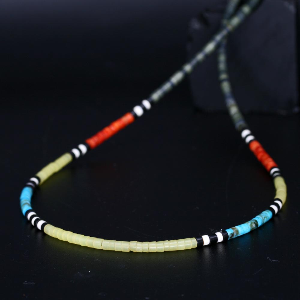 Green Serpentine Heishi Necklace by H & J Chavez