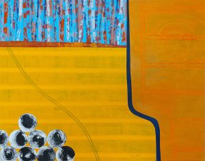 Hay Bales 2024 by Rick Grimster, acrylic on paper, 56.5cm x 72cm