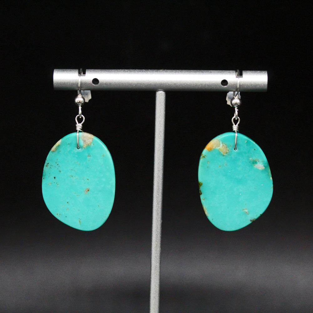 Kingman Turquoise Slab Earrings by Jennifer Medina