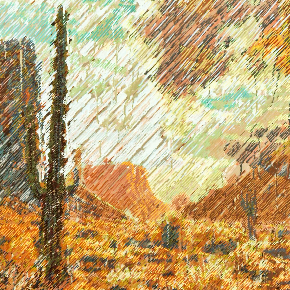 Arizona I (detail), acrylic and ink on canvas by Addison Karl