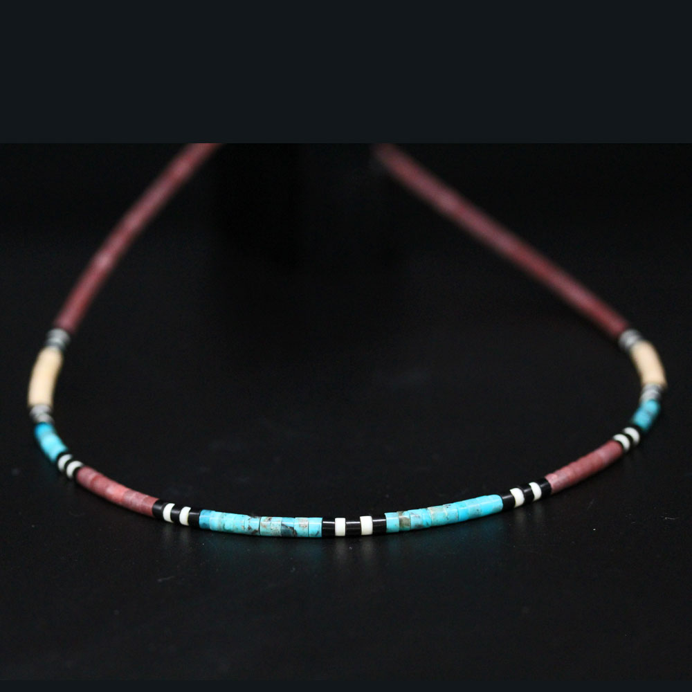 Kewa Heishi Necklace with pipestone by H & J Chavez