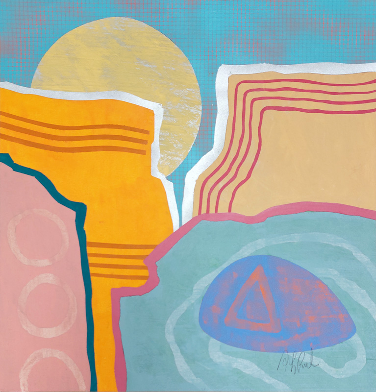 MESA MOONRISE 2025, acrylic on paper by Rick Grimster.
