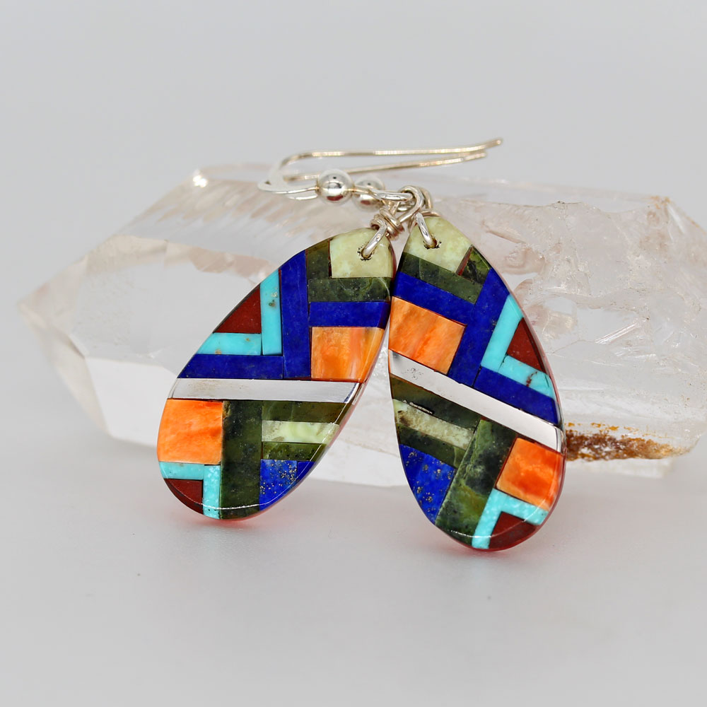 Pueblo Inlay Drop Earrings by S & T Medina