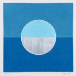 BGESHEN (It Falls) 2025, oil pastel + silver leaf on incised archival paper by Jason Wesaw.