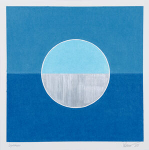 BGESHEN (It Falls) 2025, oil pastel + silver leaf on incised archival paper by Jason Wesaw.