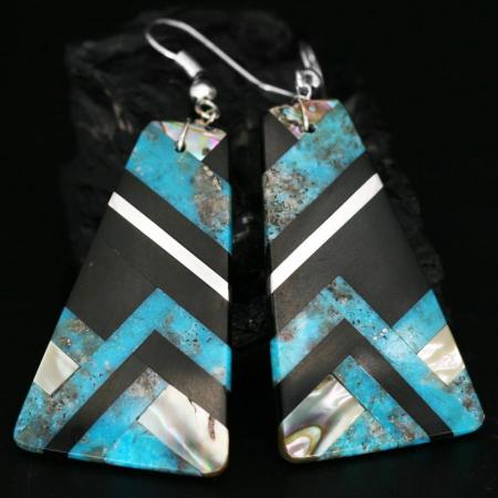 Turquoise & Jet Earrings by Stephanie & Tanner Medina