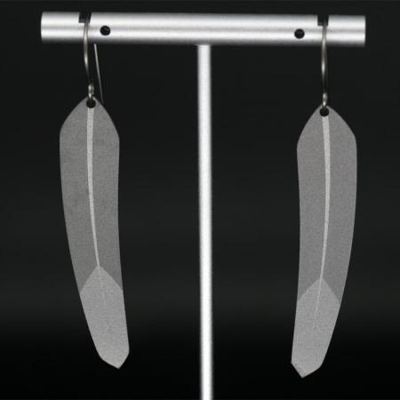 Zirconium Feather Earrings by Pat Pruitt