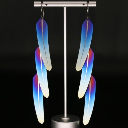 Triple Titanium Feather Earrings by Pat Pruitt
