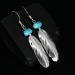 Feather earrings with turquoise by Harvey Chavez