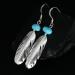 Feather earrings with turquoise by Harvey Chavez