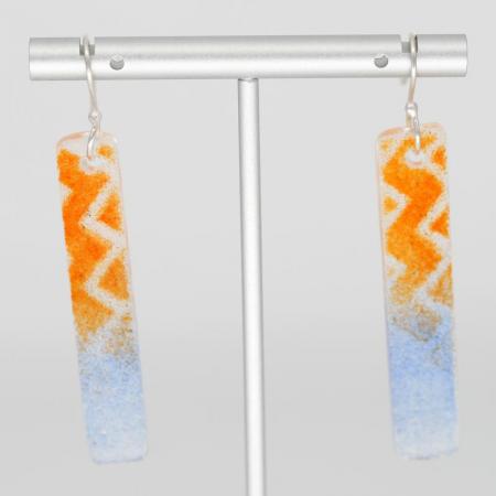 Glass Earrings, Orange & Blue, by Adrian Wall